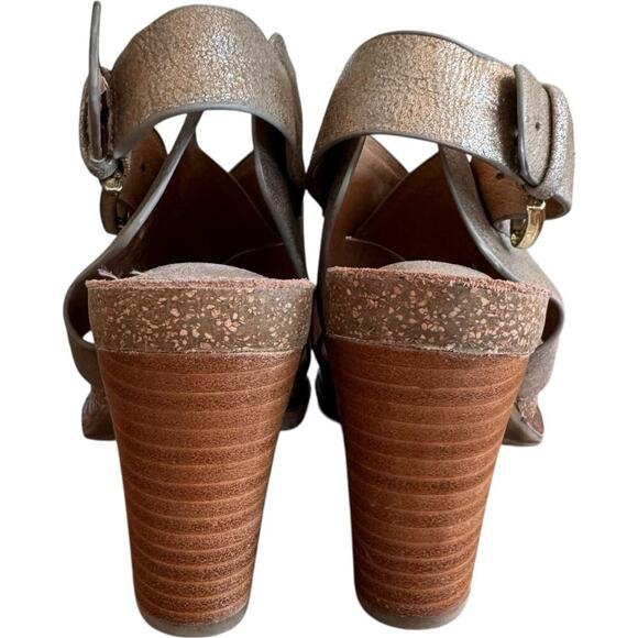 Sofft Cambria Leather Cross Strap Platform Slingback Sandals Gold Women's 6.5M - Picture 8 of 15